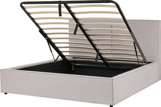 Изображение Beliani óko z pojemnikiem tapicerowane 160 x 200 cm jasnoszare MOISSAC