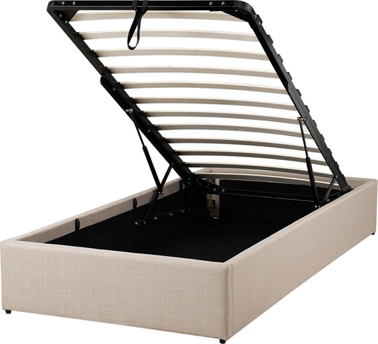 Picture of Beliani óko z pojemnikiem tapicerowane 90 x 200 cm beowe DINAN