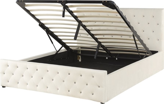 Изображение Beliani óko z pojemnikiem welurowe 140 x 200 cm beowe AMIENS