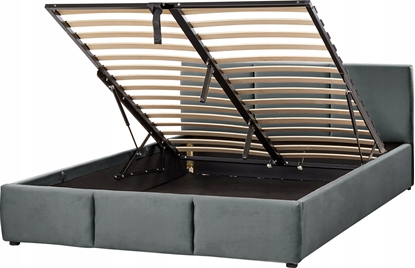 Attēls no Beliani óko z pojemnikiem welurowe 140 x 200 cm ciemnoszare BOUSSE