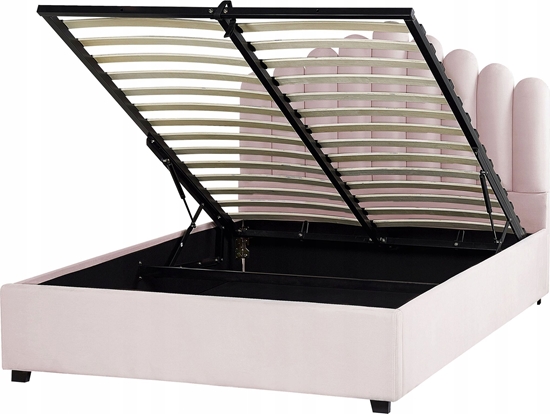 Picture of Beliani óko z pojemnikiem welurowe 140 x 200 cm róowe VINCENNES