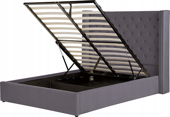 Picture of Beliani óko z pojemnikiem welurowe 140 x 200 cm szare LUBBON