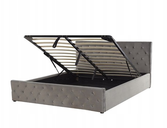 Picture of Beliani óko z pojemnikiem welurowe 160 x 200 cm szare AMIENS!