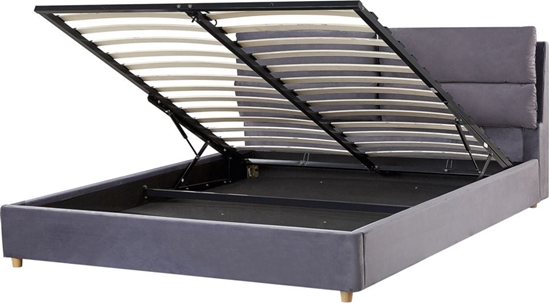 Picture of Beliani óko z pojemnikiem welurowe 160 x 200 cm szare BATILLY