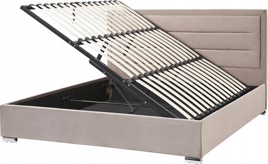 Picture of Beliani óko z pojemnikiem welurowe 180 x 200 cm beowoszare ROUEN