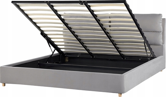 Picture of Beliani óko z pojemnikiem welurowe 180 x 200 cm jasnoszare BATILLY