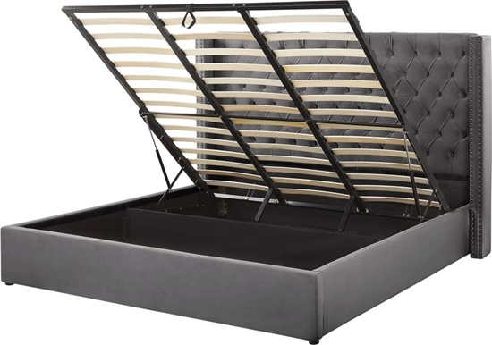 Picture of Beliani óko z pojemnikiem welurowe 180 x 200 cm szare LUBBON