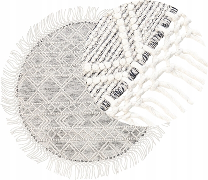 Attēls no Beliani Okrgy dywan weniany  140 cm szary ze zaman biel BULDAN