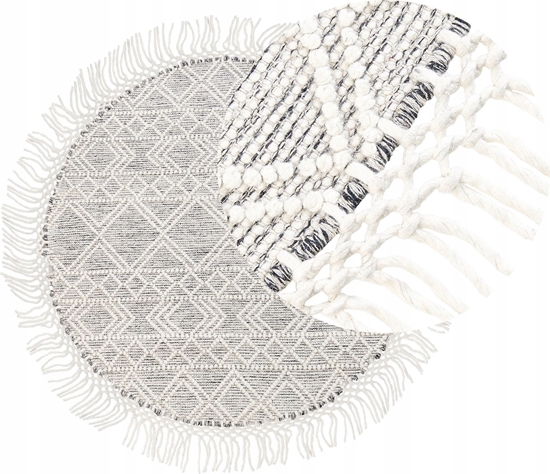 Picture of Beliani Okrgy dywan weniany  140 cm szary ze zaman biel BULDAN