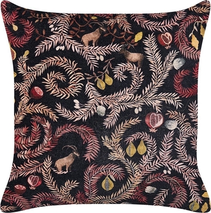 Attēls no Beliani Poduszka dekoracyjna welurowa z motywem rolinnym 45 x 45 cm czarno-róowa RICINUS!