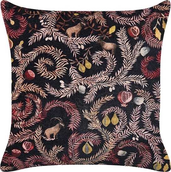 Picture of Beliani Poduszka dekoracyjna welurowa z motywem rolinnym 45 x 45 cm czarno-róowa RICINUS!
