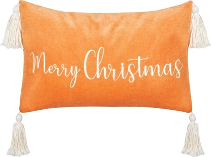 Attēls no Beliani Poduszka z frdzlami motyw witeczny welurowa 30 x 50 cm pomaraczowa LITHOPS