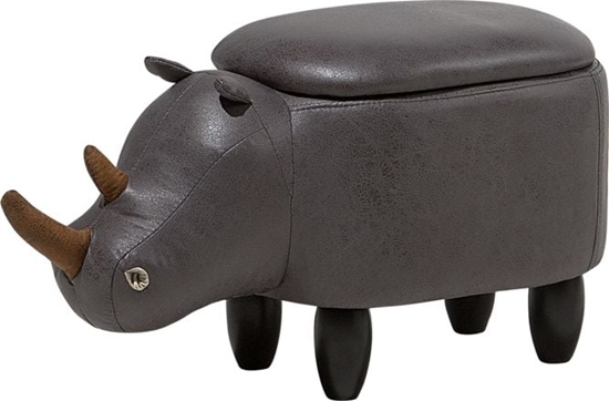 Picture of Beliani Pufa zwierzak ze schowkiem ekoskóra ciemnoszara RHINO