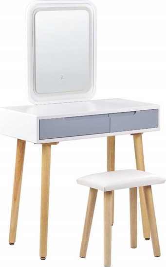 Picture of Beliani Toaletka 2 szuflady lustro LED ze stokiem biao-szara DIEPPE