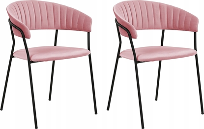 Picture of Beliani Welur Krzeso do jadalni Zestaw 2 Róowy MARIPOSA
