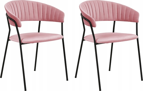 Picture of Beliani Welur Krzeso do jadalni Zestaw 2 Róowy MARIPOSA