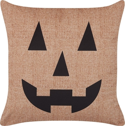 Attēls no Beliani Welurowa poduszka dekoracyjna z motywem dyni halloweenowej 45 x 45 cm beowa SEBES!