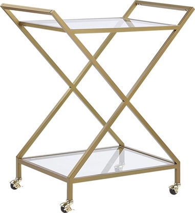 Attēls no Beliani Wózek kuchenny ze szklanym blatem zoty IVERA
