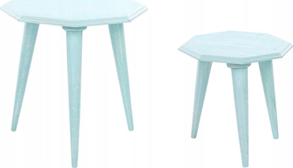 Picture of Beliani Zestaw 2 drewnianych stolików pomocnicznych niebieski KANRI