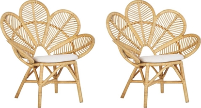 Attēls no Beliani Zestaw 2 foteli paw rattanowy beowy FLORENTINE