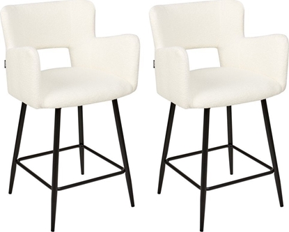 Picture of Beliani Zestaw 2 krzese barowych boucle biae SANILAC