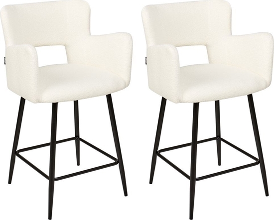 Picture of Beliani Zestaw 2 krzese barowych boucle biae SANILAC