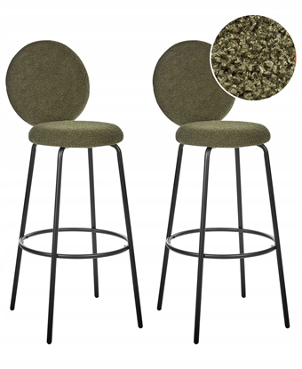Picture of Beliani Zestaw 2 krzese barowych EMERY Boucle Ciemnozielony