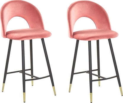 Picture of Beliani Zestaw 2 krzese barowych welurowy koralowy FALTON