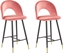 Picture of Beliani Zestaw 2 krzese barowych welurowy koralowy FALTON