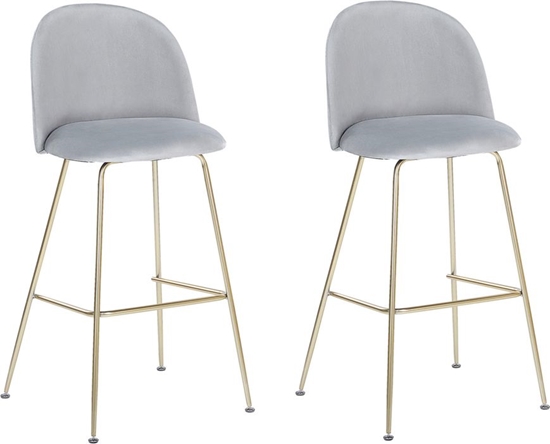 Picture of Beliani Zestaw 2 krzese barowych welurowy szary ARCOLA