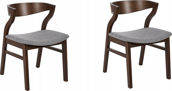 Picture of Beliani Zestaw 2 krzese do jadalni ciemne drewno z szarym MAROA!
