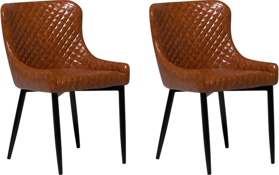 Изображение Beliani Zestaw 2 krzese do jadalni ekoskóra brzowy SOLANO