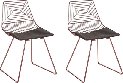 Attēls no Beliani Zestaw 2 krzese do jadalni metalowy zoty ró BEATTY