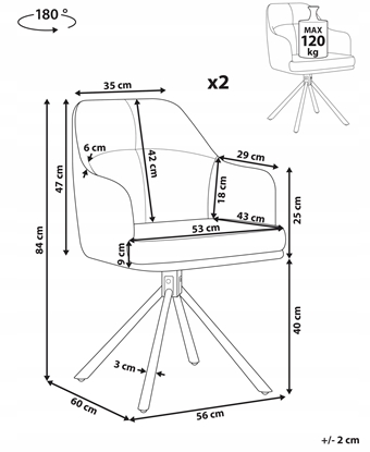 Attēls no Beliani Zestaw 2 krzese do jadalni Obrotowy MIRA Mitowy