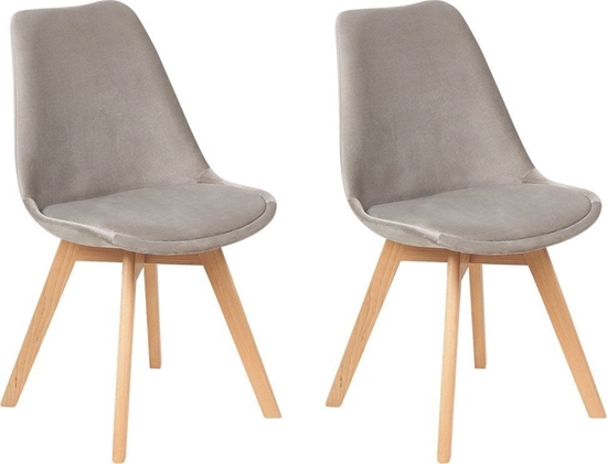 Изображение Beliani Zestaw 2 krzese do jadalni welurowy beowoszary DAKOTA II