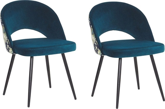 Изображение Beliani Zestaw 2 krzese do jadalni welurowy niebieski VIVIAN