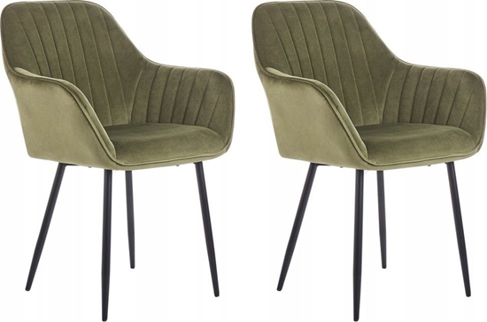 Изображение Beliani Zestaw 2 krzese do jadalni welurowy oliwkowozielony WELLSTON