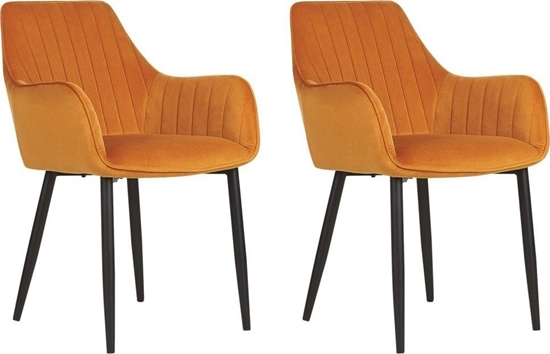 Изображение Beliani Zestaw 2 krzese do jadalni welurowy pomaraczowy WELLSTON