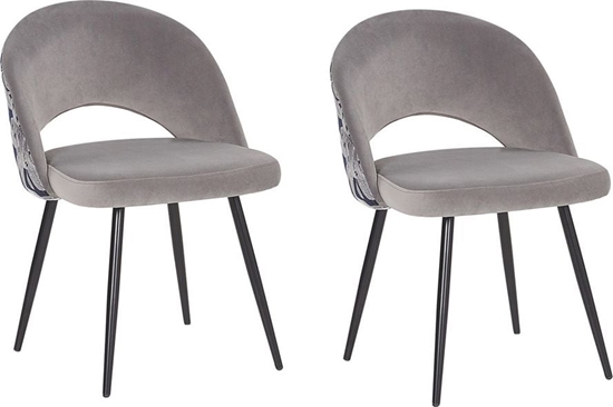 Изображение Beliani Zestaw 2 krzese do jadalni welurowy szary VIVIAN