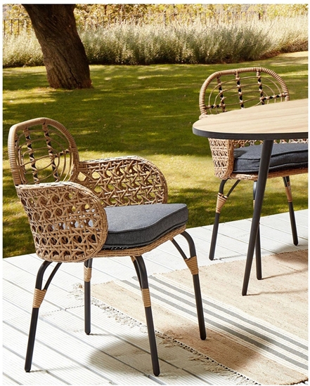 Изображение Beliani Zestaw 2 krzese z technorattanu z poduszkami naturalny PRATELLO