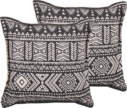 Attēls no Beliani Zestaw 2 poduszek dekoracyjnych 45 x 45 cm czarny z beowym SIRVAN