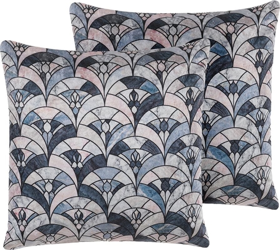 Изображение Beliani Zestaw 2 poduszek dekoracyjnych 45 x 45 cm niebiesko-beowy KOODAL