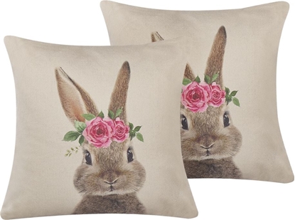 Picture of Beliani Zestaw 2 poduszek dekoracyjnych 45 x 45 cm szarobeowy TULIPA