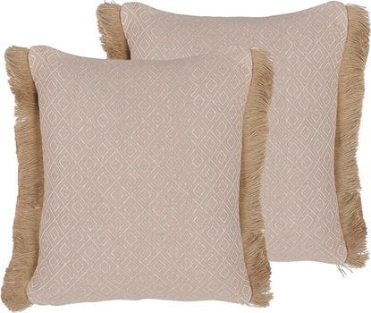 Attēls no Beliani Zestaw 2 poduszek dekoracyjnych geometryczny wzór 45 x 45 cm beowy LONAR