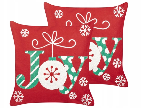 Picture of Beliani Zestaw 2 poduszek dekoracyjnych GINGERBREAD Bawena 45 x 45 cm Czerwony Wzór witeczny