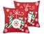 Изображение Beliani Zestaw 2 poduszek dekoracyjnych GINGERBREAD Bawena 45 x 45 cm Czerwony Wzór witeczny