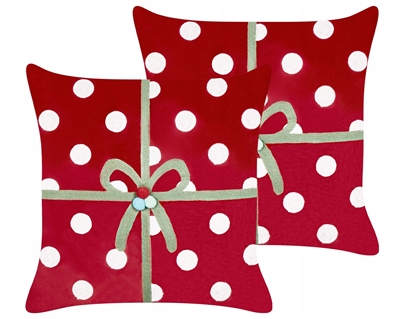 Attēls no Beliani Zestaw 2 poduszek dekoracyjnych GUMDROP Welur 45 x 45 cm Czerwony Wzór witeczny