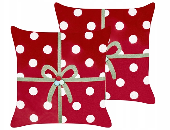 Picture of Beliani Zestaw 2 poduszek dekoracyjnych GUMDROP Welur 45 x 45 cm Czerwony Wzór witeczny
