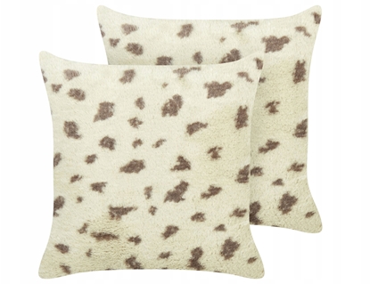 Attēls no Beliani Zestaw 2 poduszek dekoracyjnych KASRA Sztuczne futro 45 x 45 cm Beowy Wzór abstrakcyjny