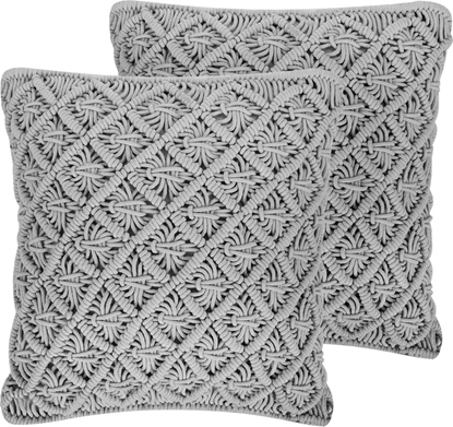 Attēls no Beliani Zestaw 2 poduszek dekoracyjnych makrama 45 x 40 cm szary KIZKALESI